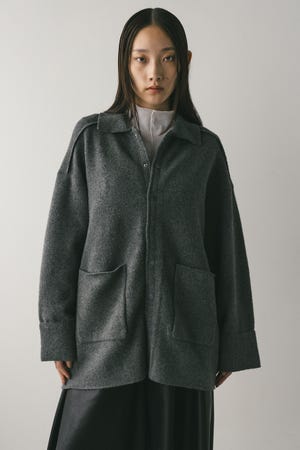 ハイラインウールミックスニットシャツ