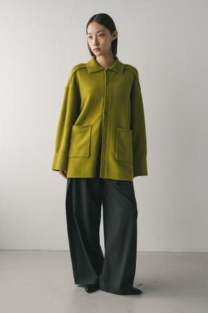 ハイラインウールミックスニットシャツ