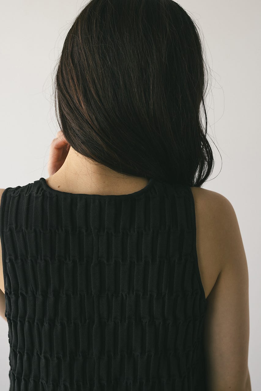 クロシェドッキングティアードワンピース BLK S