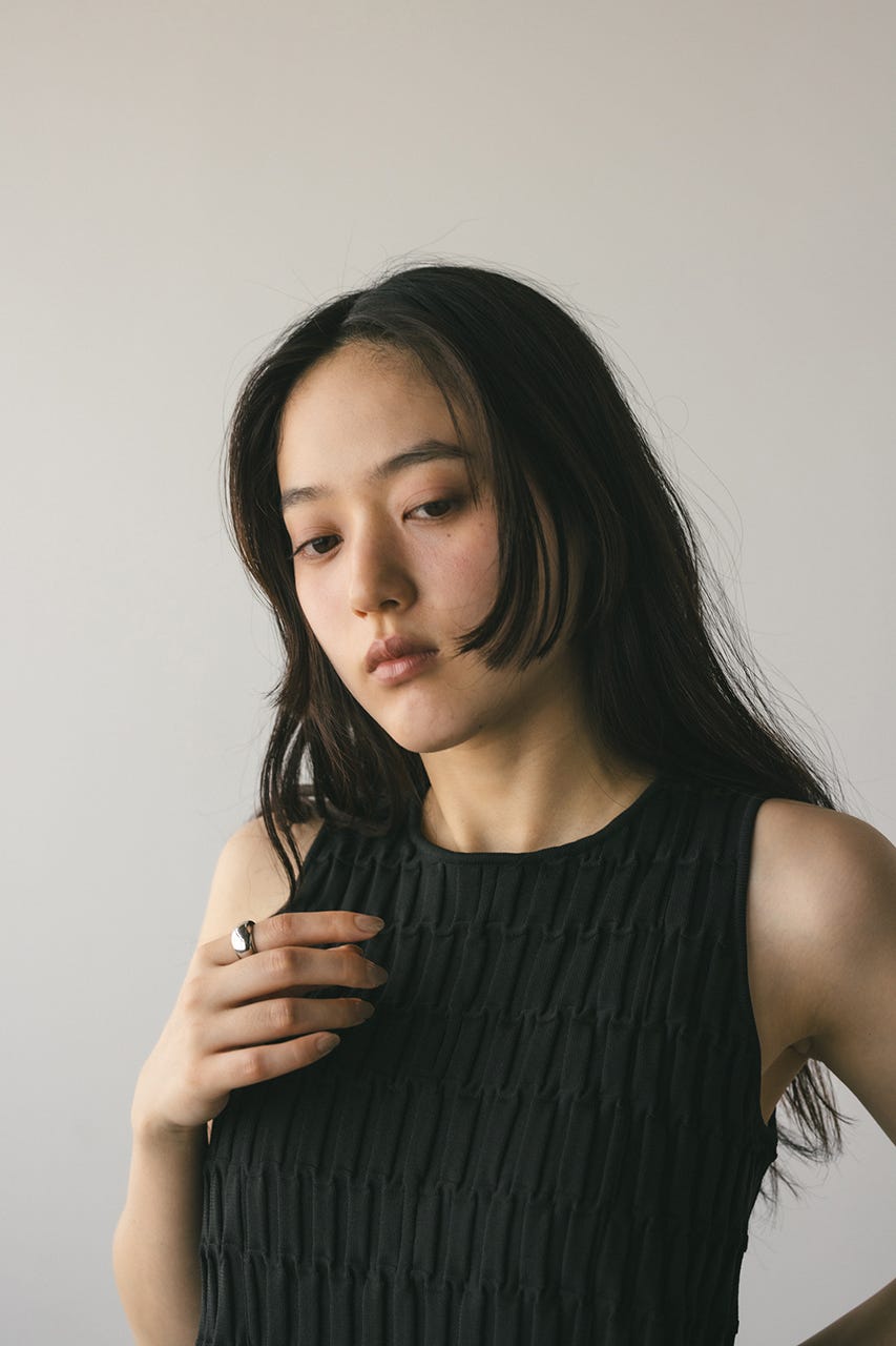 クロシェドッキングティアードワンピース BLK S