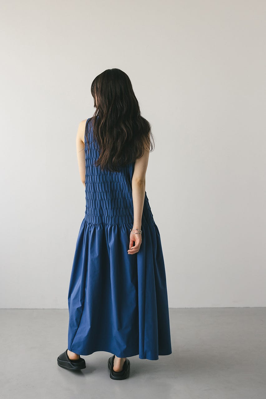 クロシェドッキングティアードワンピース BLU M