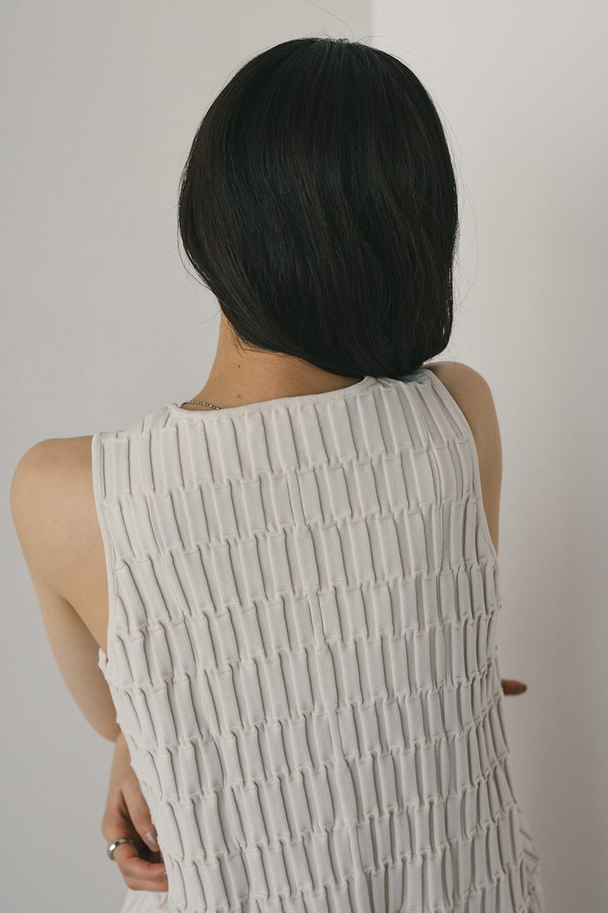 クロシェドッキングティアードワンピース WHT M