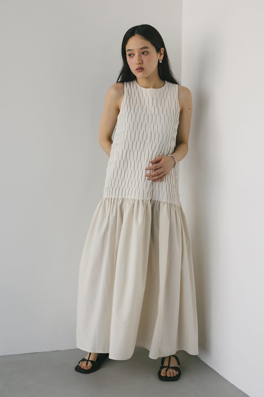 クロシェドッキングティアードワンピース WHT M