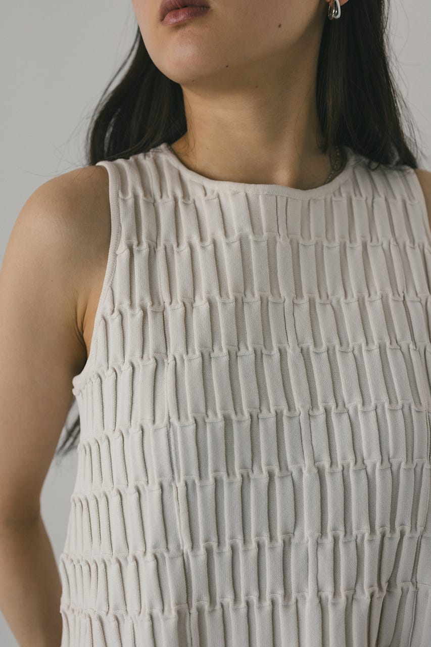 クロシェドッキングティアードワンピース WHT M