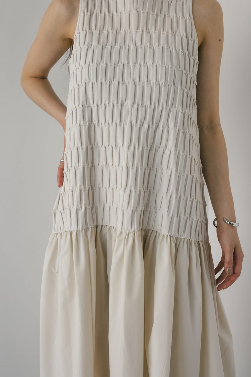 クロシェドッキングティアードワンピース WHT M