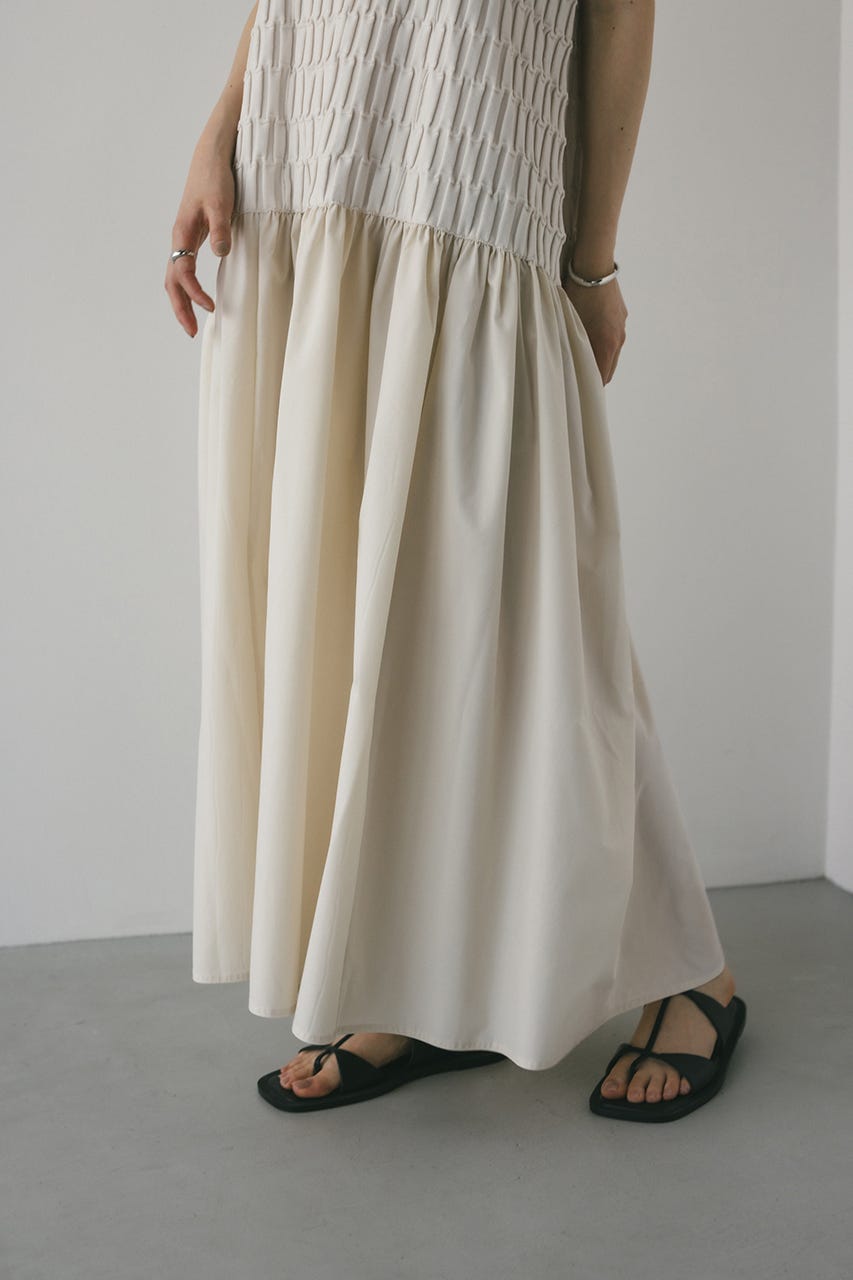 クロシェドッキングティアードワンピース WHT M