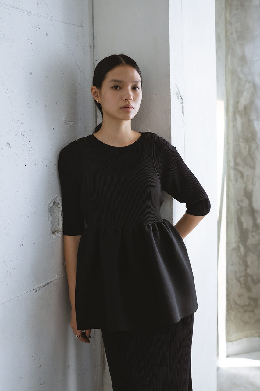 ワンピース Multi-Way Knit Set - black / M STYLEMIXER | マルチWAYペプラムニットワンピース (ワンピース