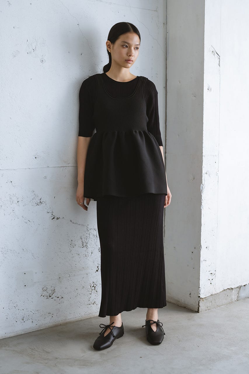 ワンピース Multi-Way Knit Set - black / M STYLEMIXER | マルチWAYペプラムニットワンピース (ワンピース