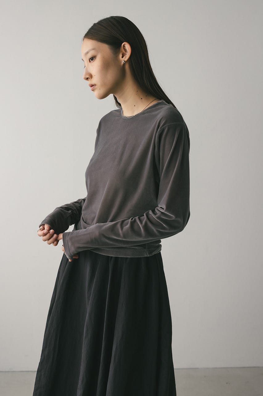 メッシュベロアロンT GRY FREE