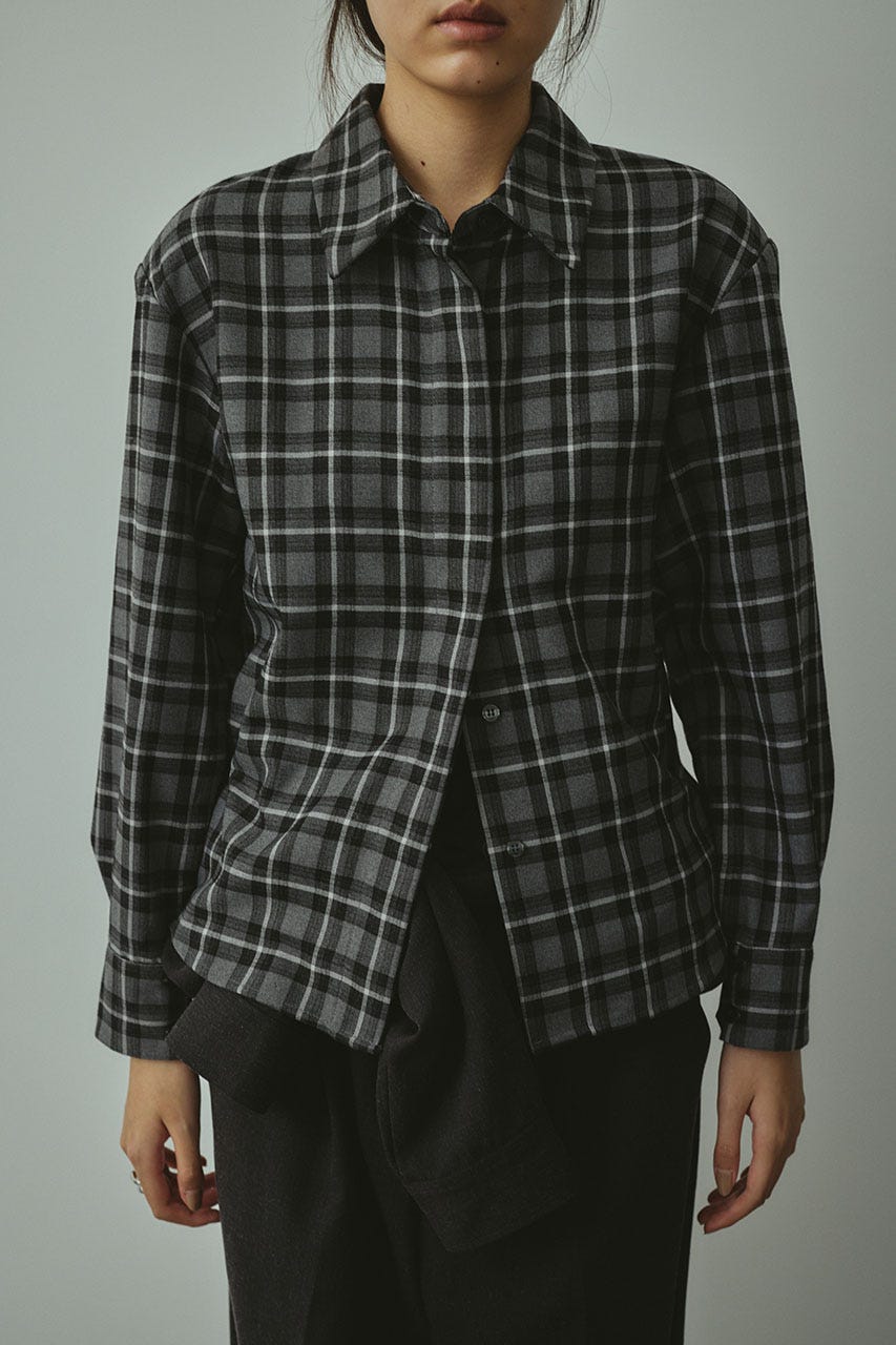 STYLEMIXER | パワーショルダーチェックシャツ (シャツ