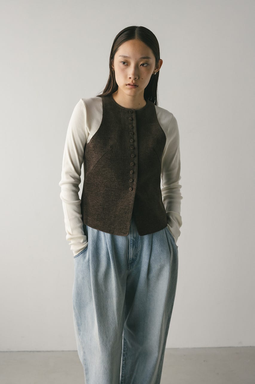 STYLEMIXER | バックオープンベロアベスト (タンクトップ