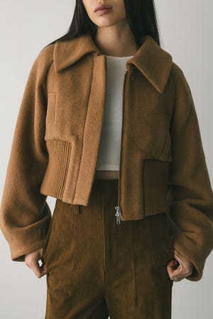 ワイドリブショートコート