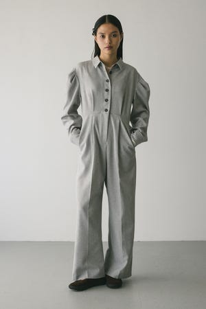 メランジショルダータックロンパース