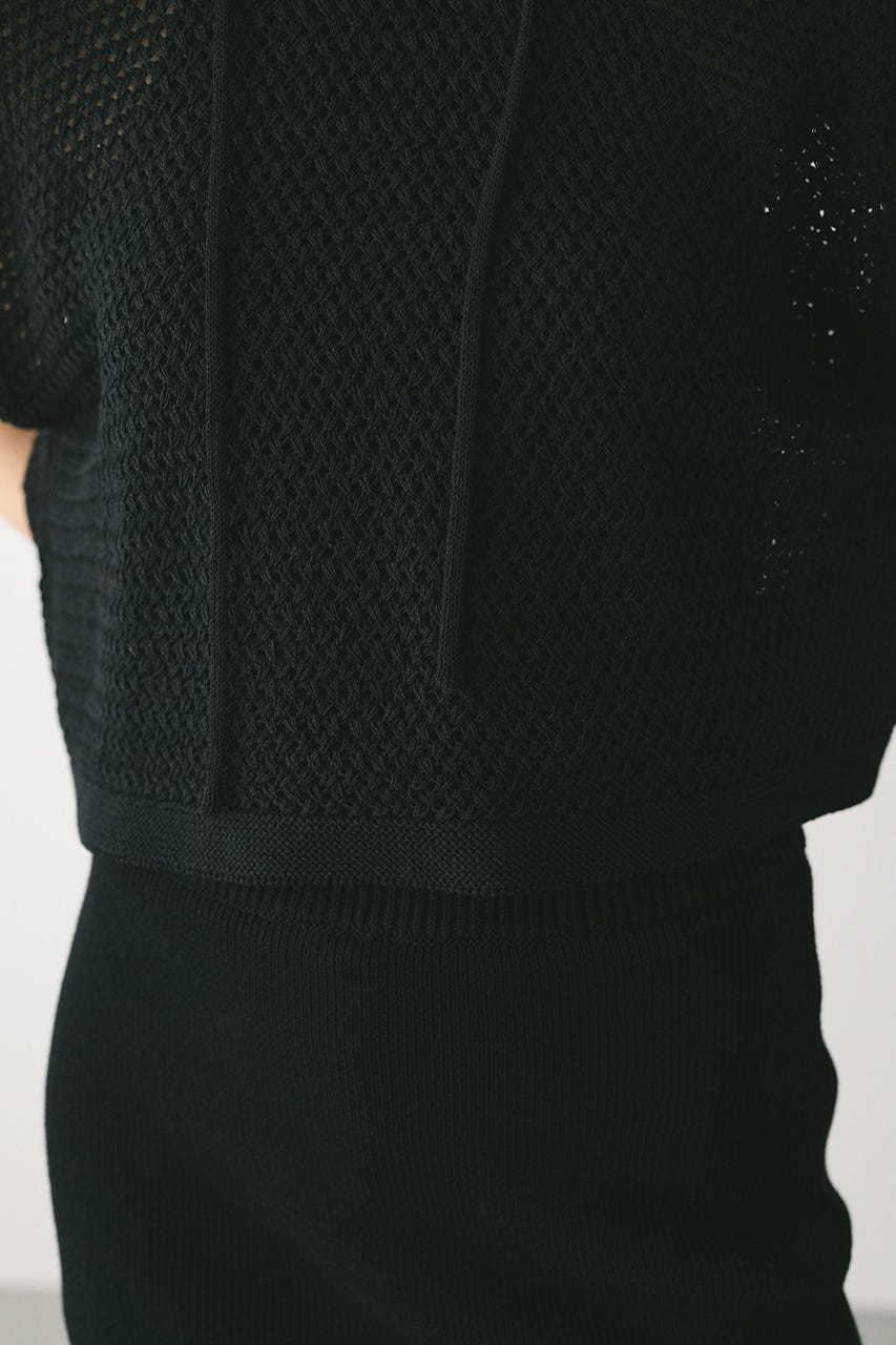 ルーズクロシェニットトップ BLK FREE