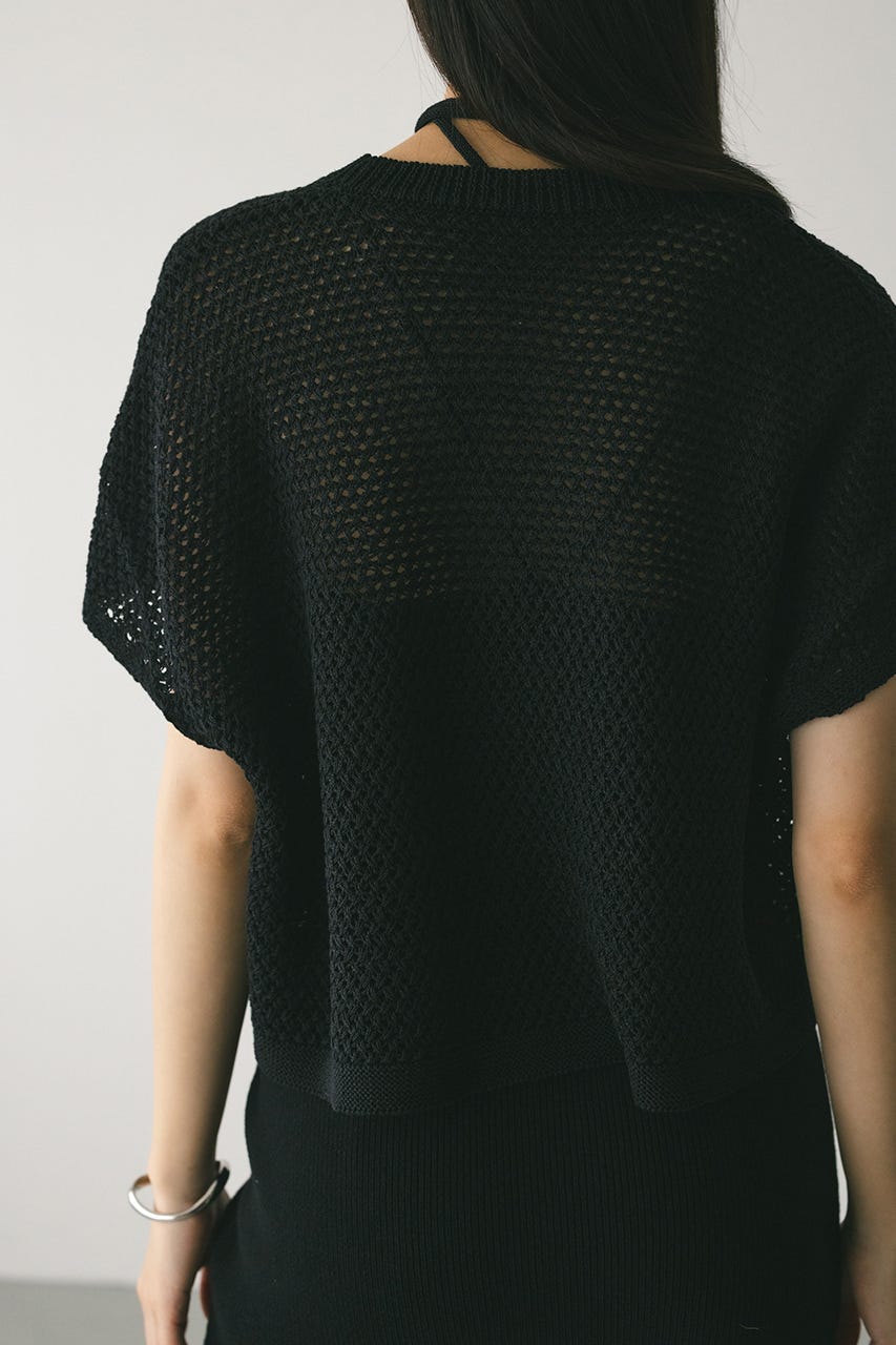ルーズクロシェニットトップ BLK FREE