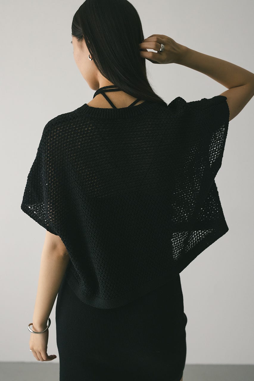 ルーズクロシェニットトップ BLK FREE
