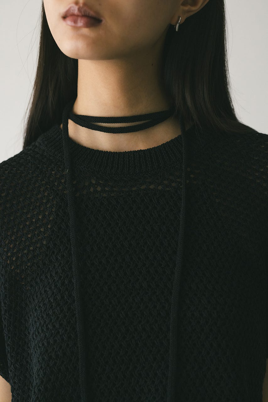 ルーズクロシェニットトップ BLK FREE