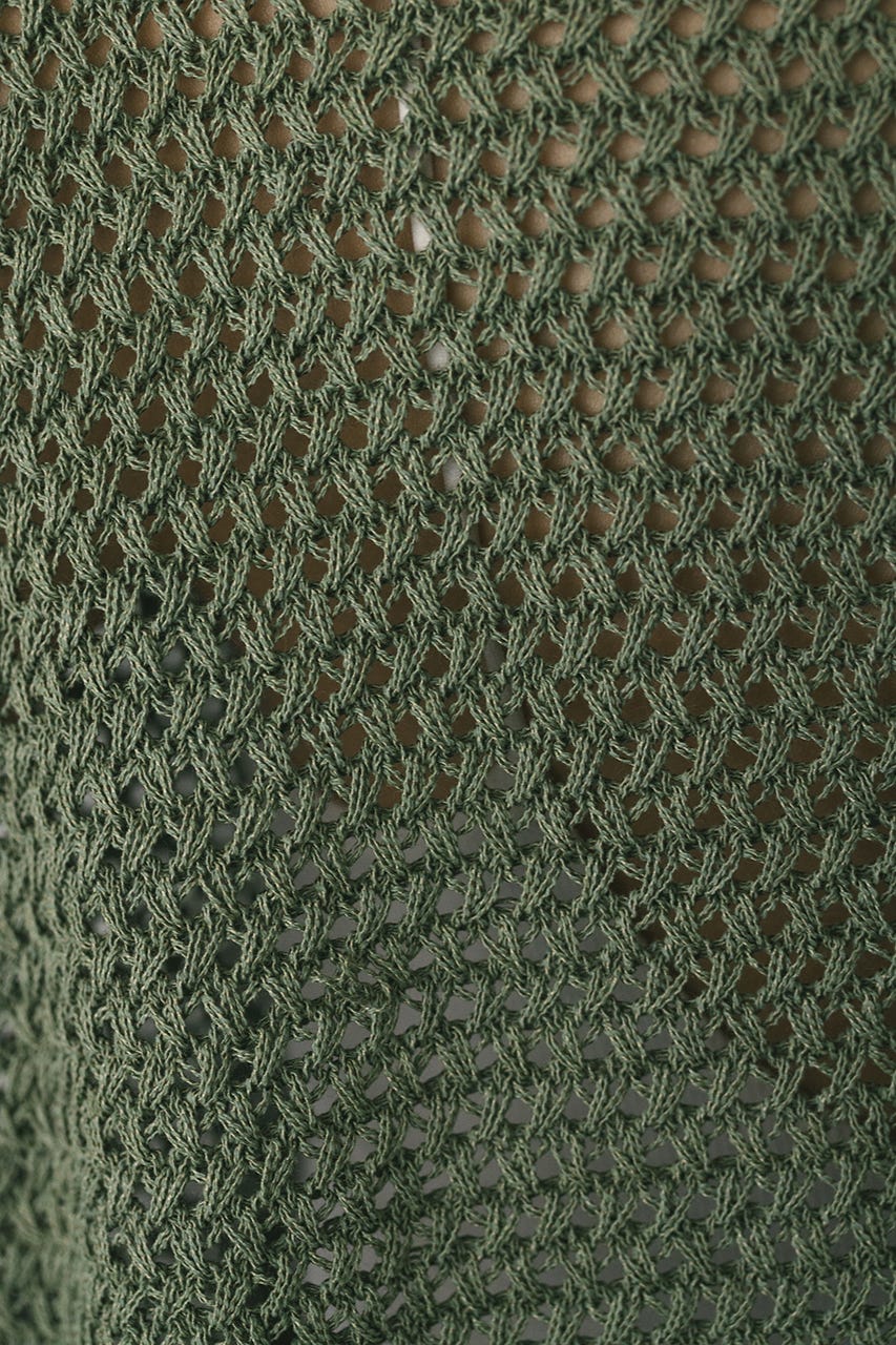 ルーズクロシェニットトップ GRN FREE