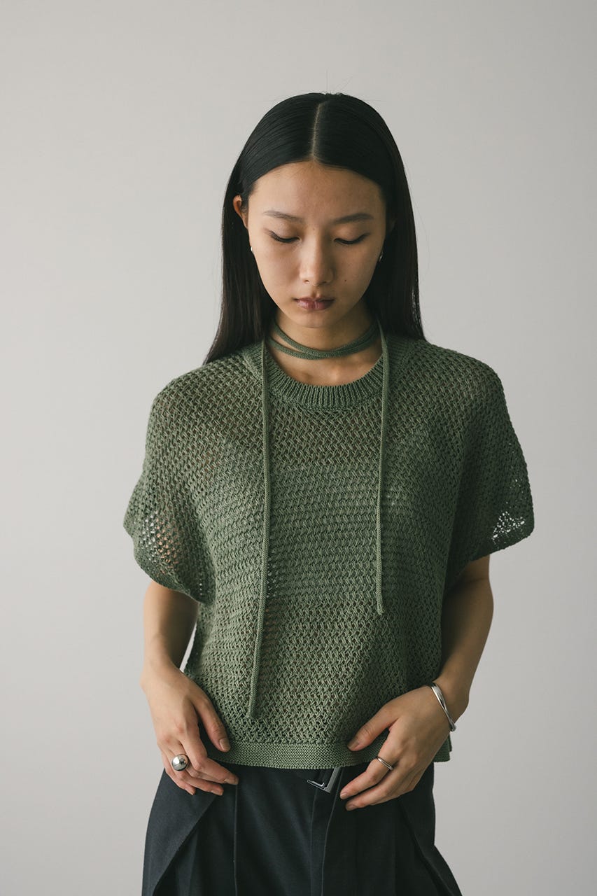 ルーズクロシェニットトップ GRN FREE