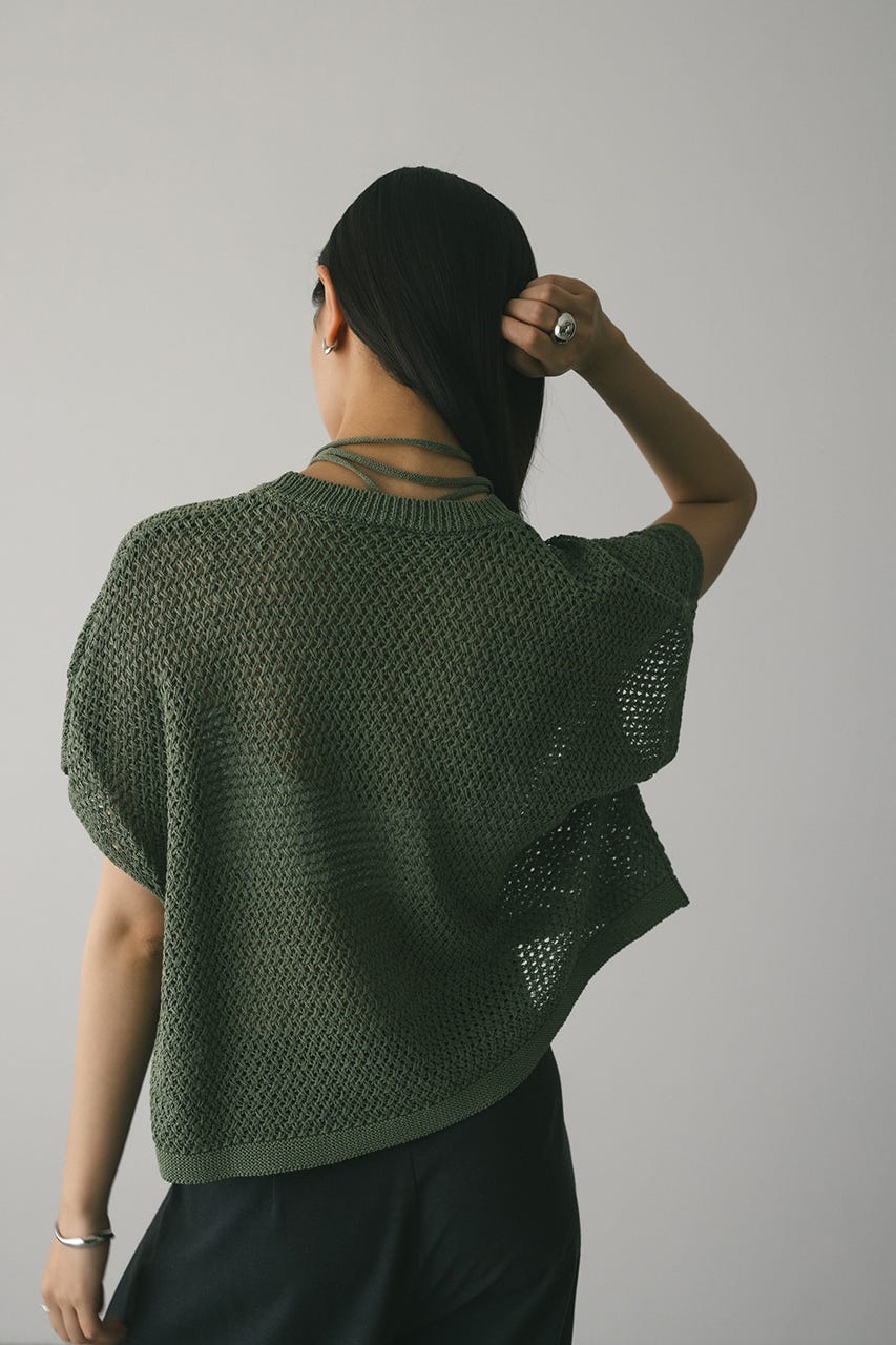 ルーズクロシェニットトップ GRN FREE
