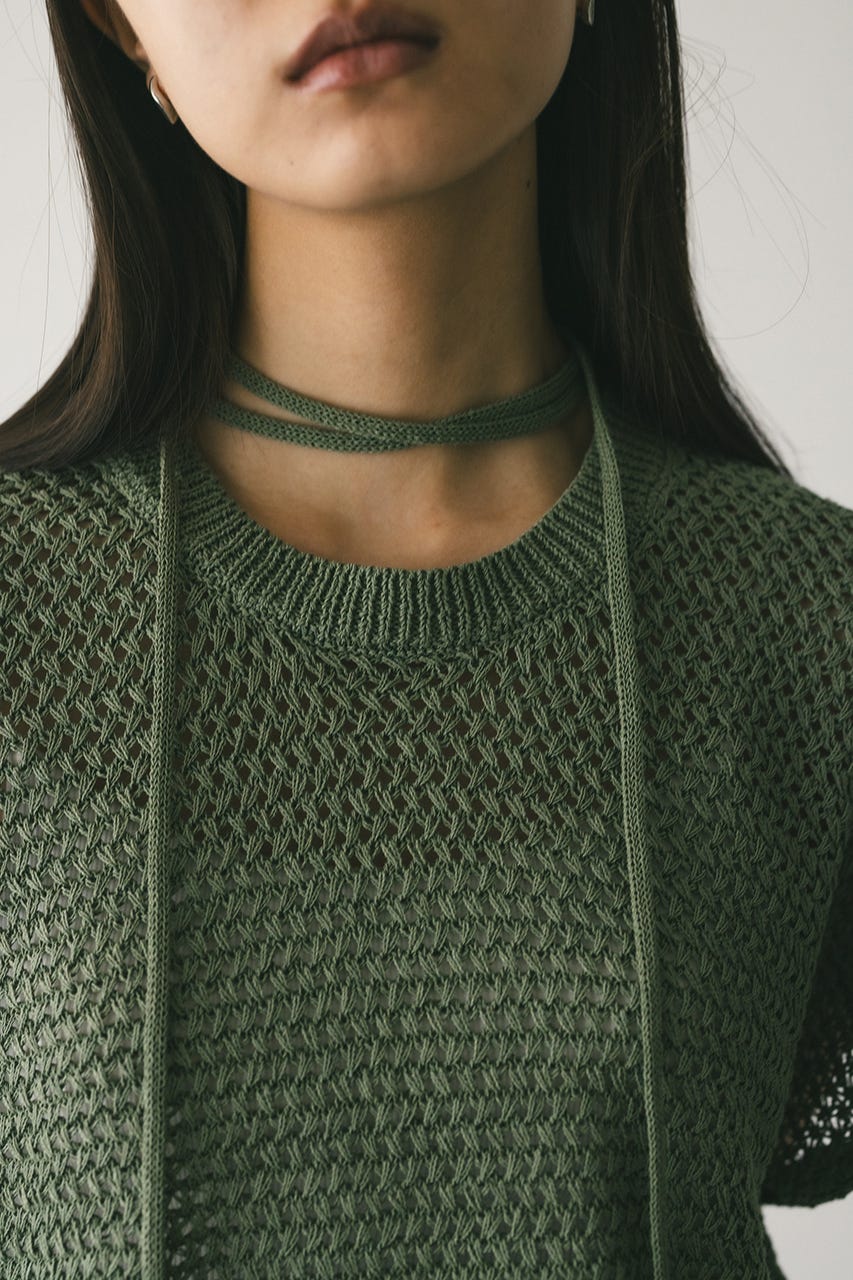 ルーズクロシェニットトップ GRN FREE