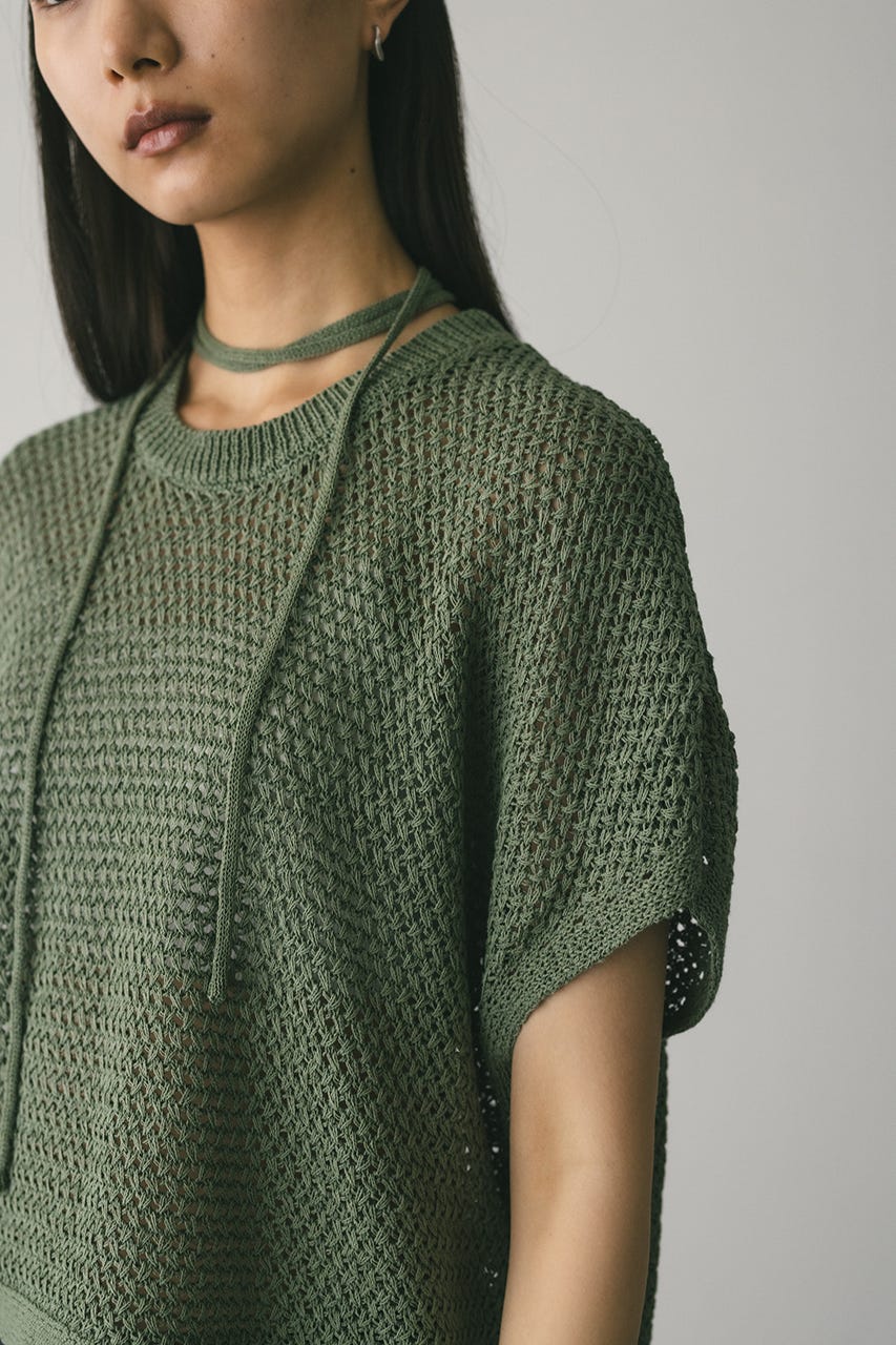 ルーズクロシェニットトップ GRN FREE