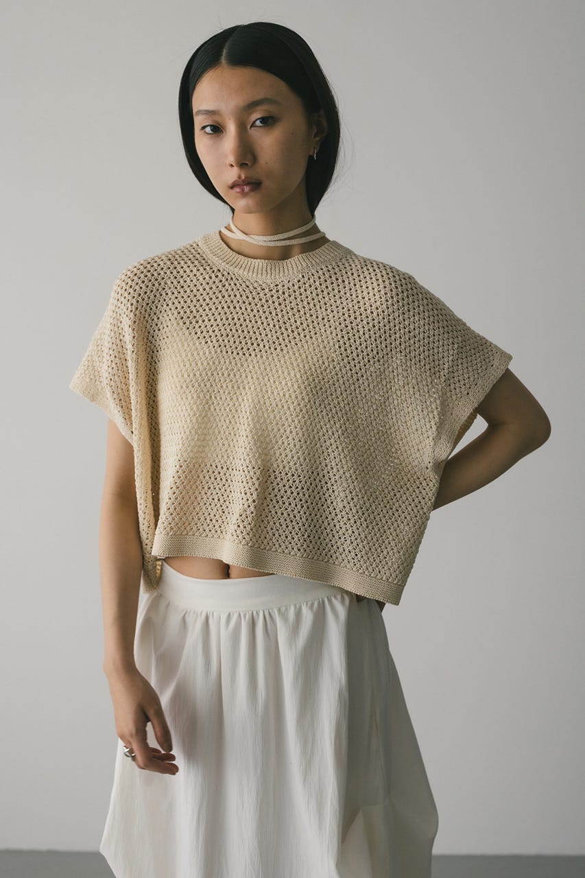 ルーズクロシェニットトップ IVOY FREE