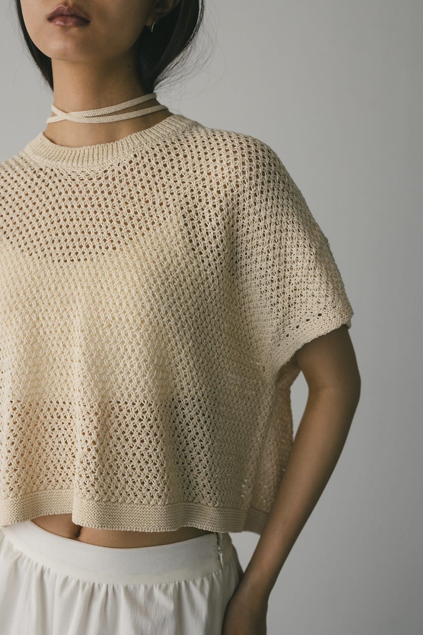 ルーズクロシェニットトップ IVOY FREE