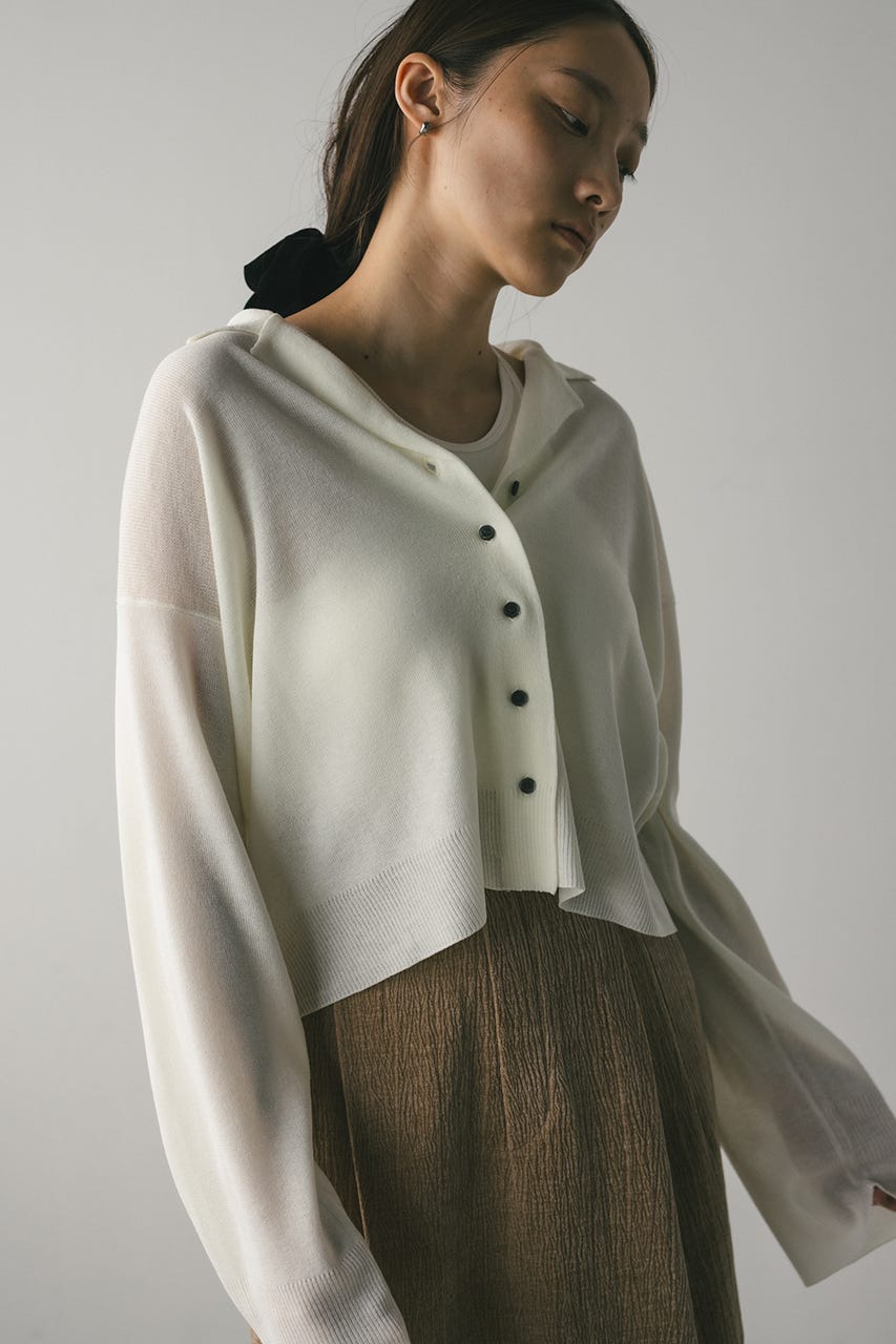 テーラーカラーニットカーデ WHT FREE
