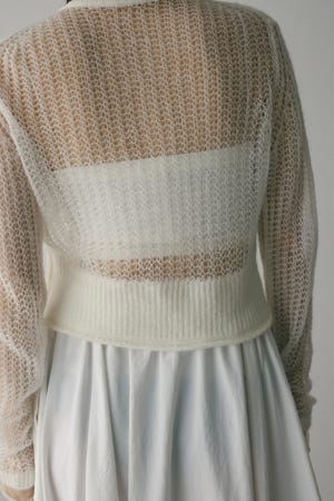 レイヤースリーブモヘアミックスニットカーデ