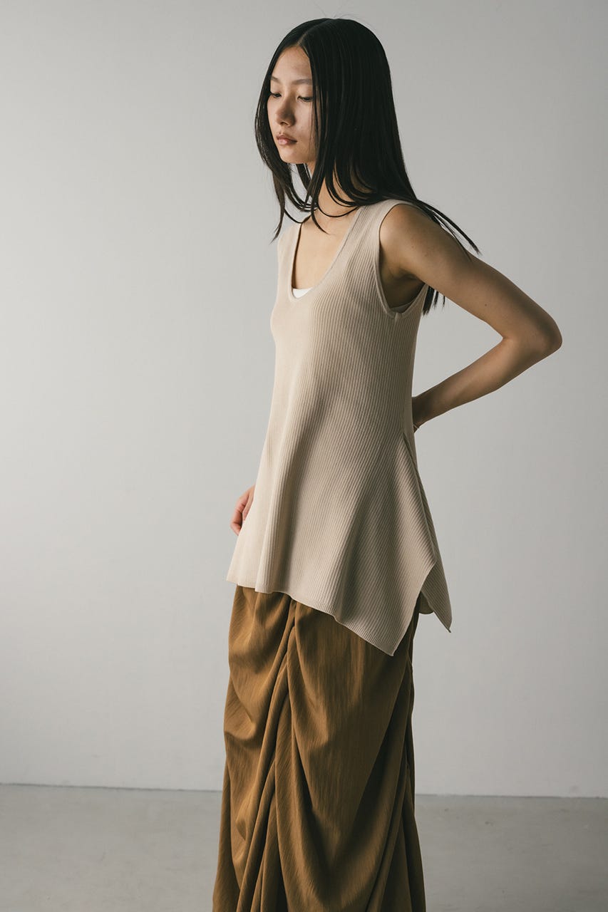 STYLEMIXER | ヘムアシンメトリーニットトップ (タンクトップ