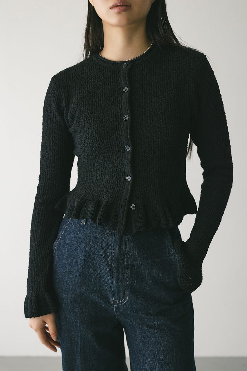 フリルヘムデザインニット BLK FREE