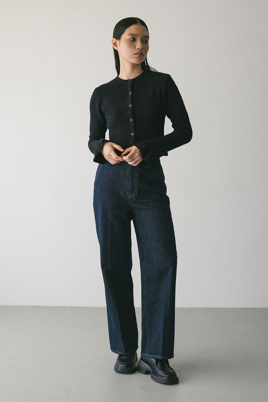 フリルヘムデザインニット BLK FREE