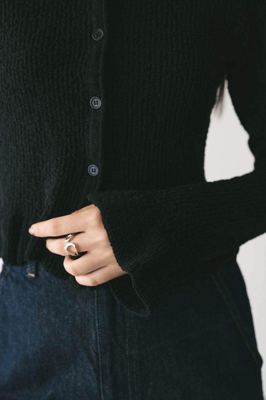 フリルヘムデザインニット BLK FREE