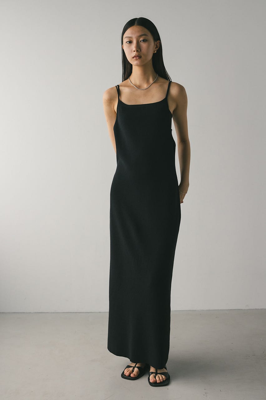 ナローシルエットニットワンピース BLK M