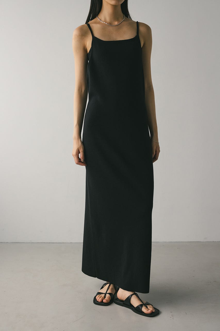 ナローシルエットニットワンピース BLK M
