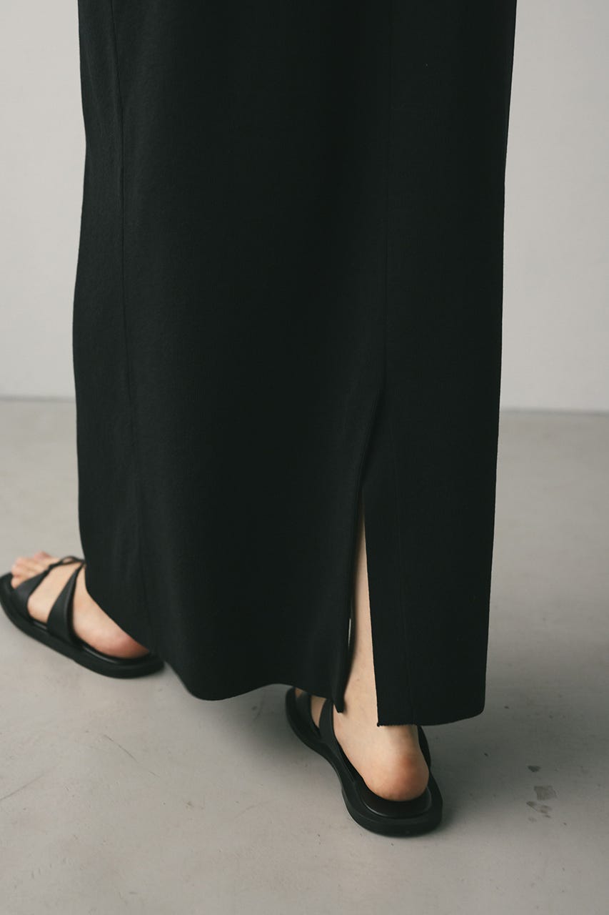 ナローシルエットニットワンピース BLK M