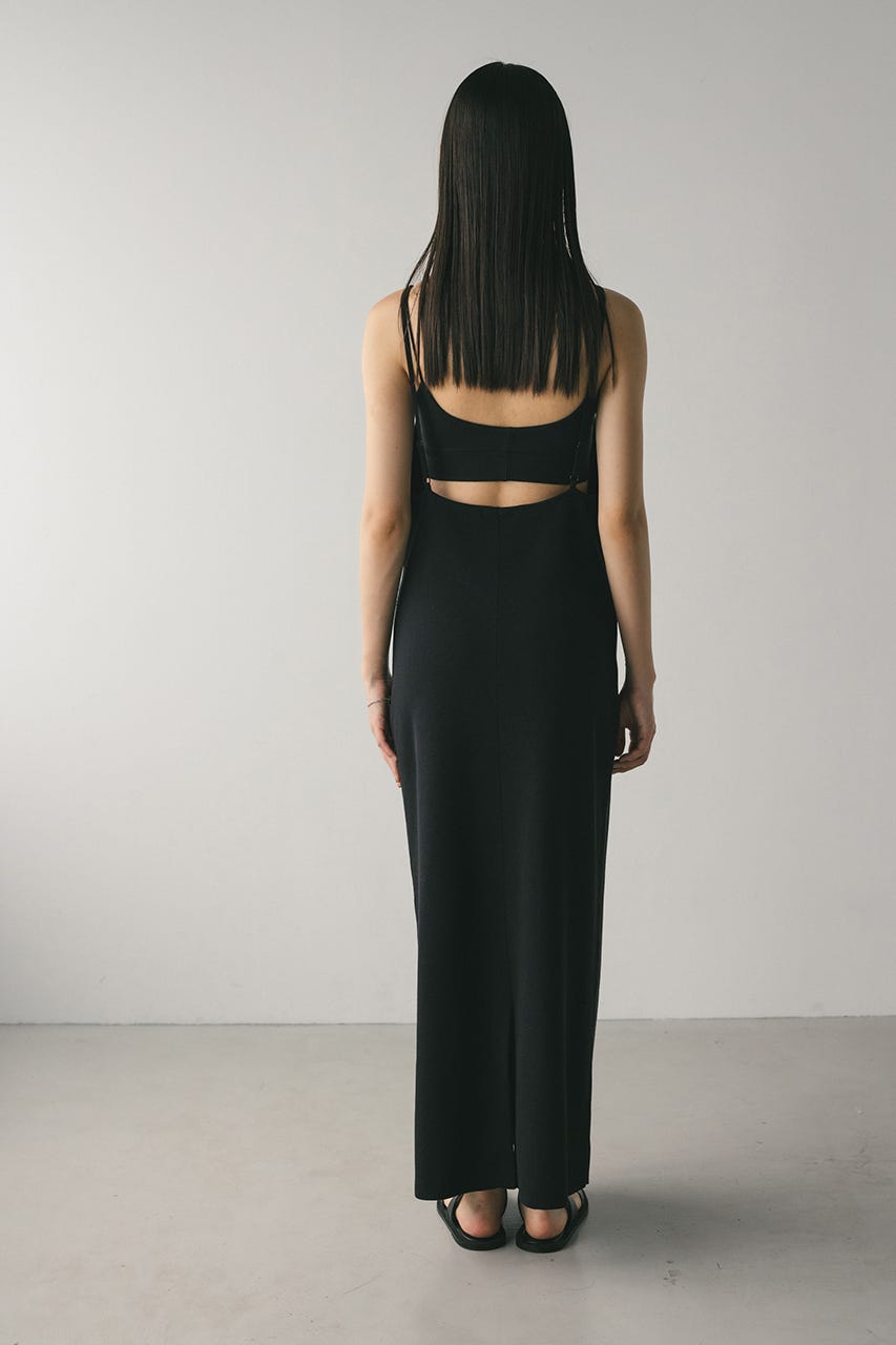 ナローシルエットニットワンピース BLK M