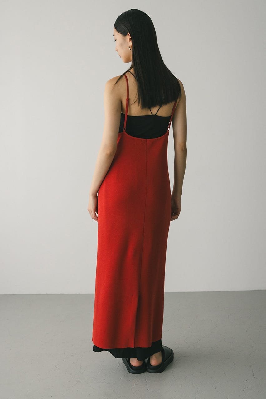 ナローシルエットニットワンピース RED M