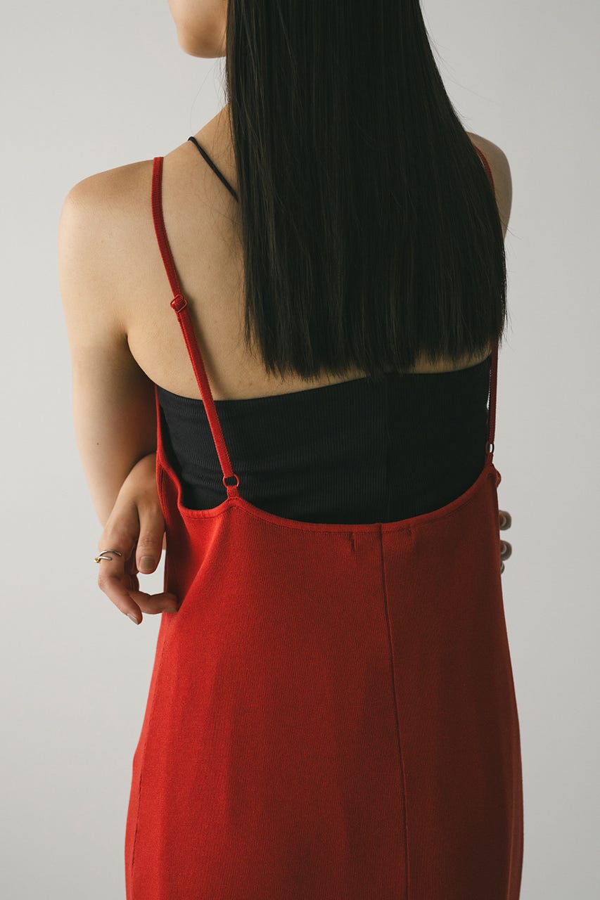 ナローシルエットニットワンピース RED M