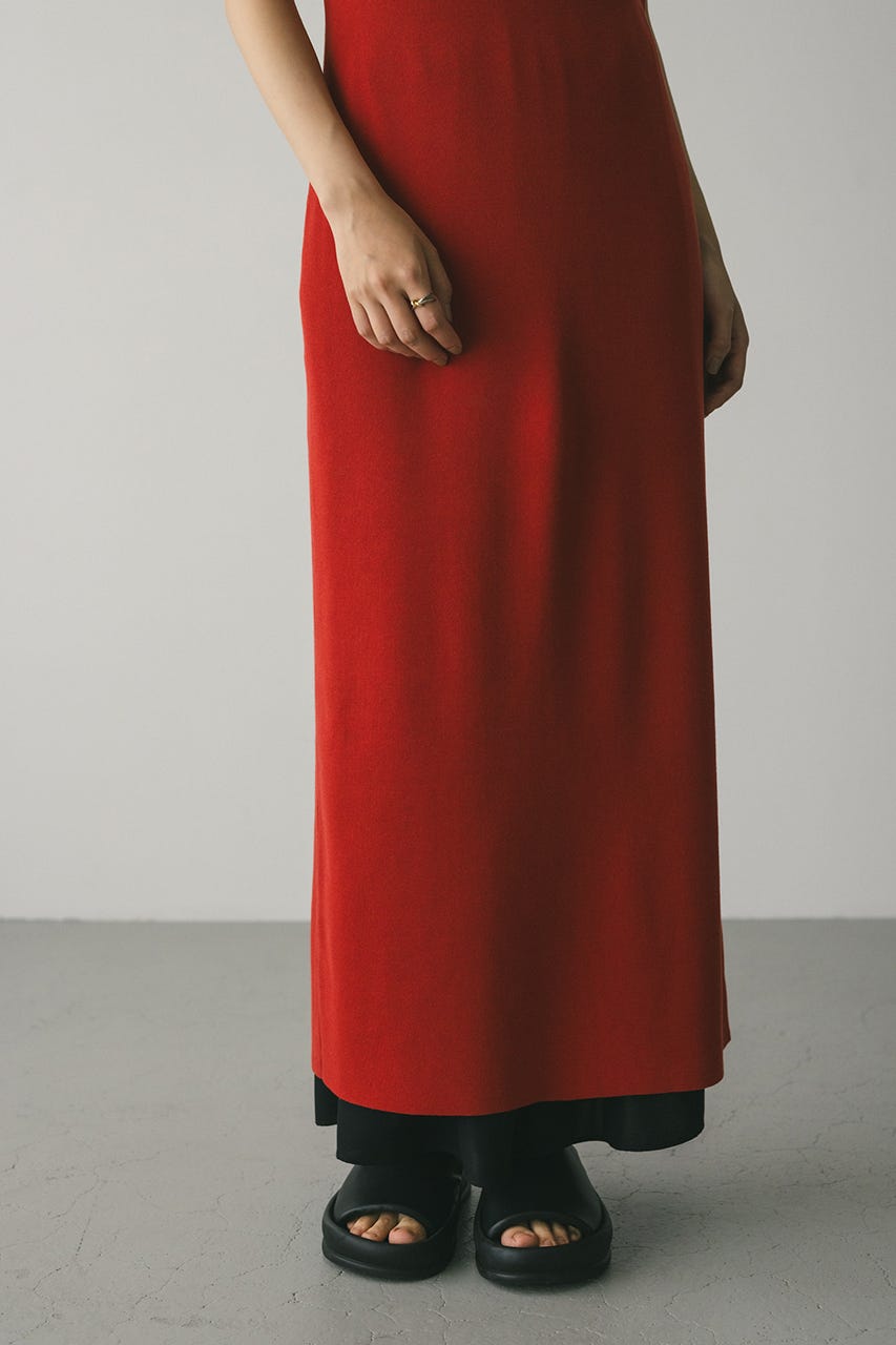ナローシルエットニットワンピース RED M