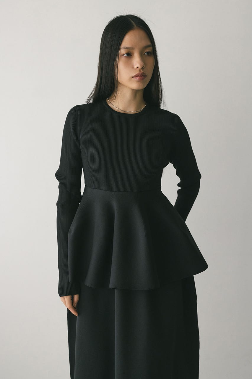 ドッキングフォルムニットワンピース BLK S