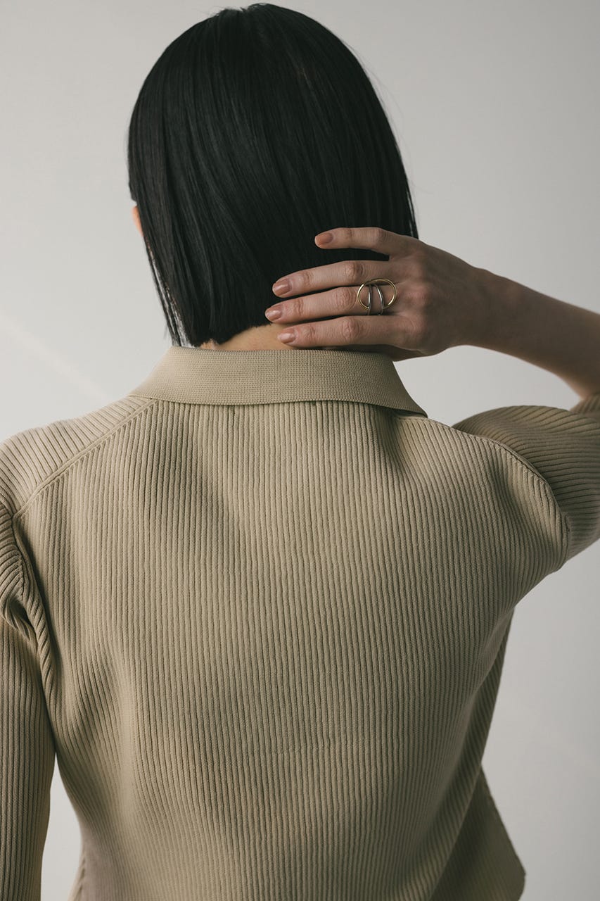 2ピースハーフスリーブポロニットワンピース BEG M