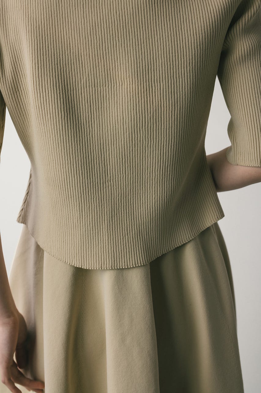 2ピースハーフスリーブポロニットワンピース BEG M