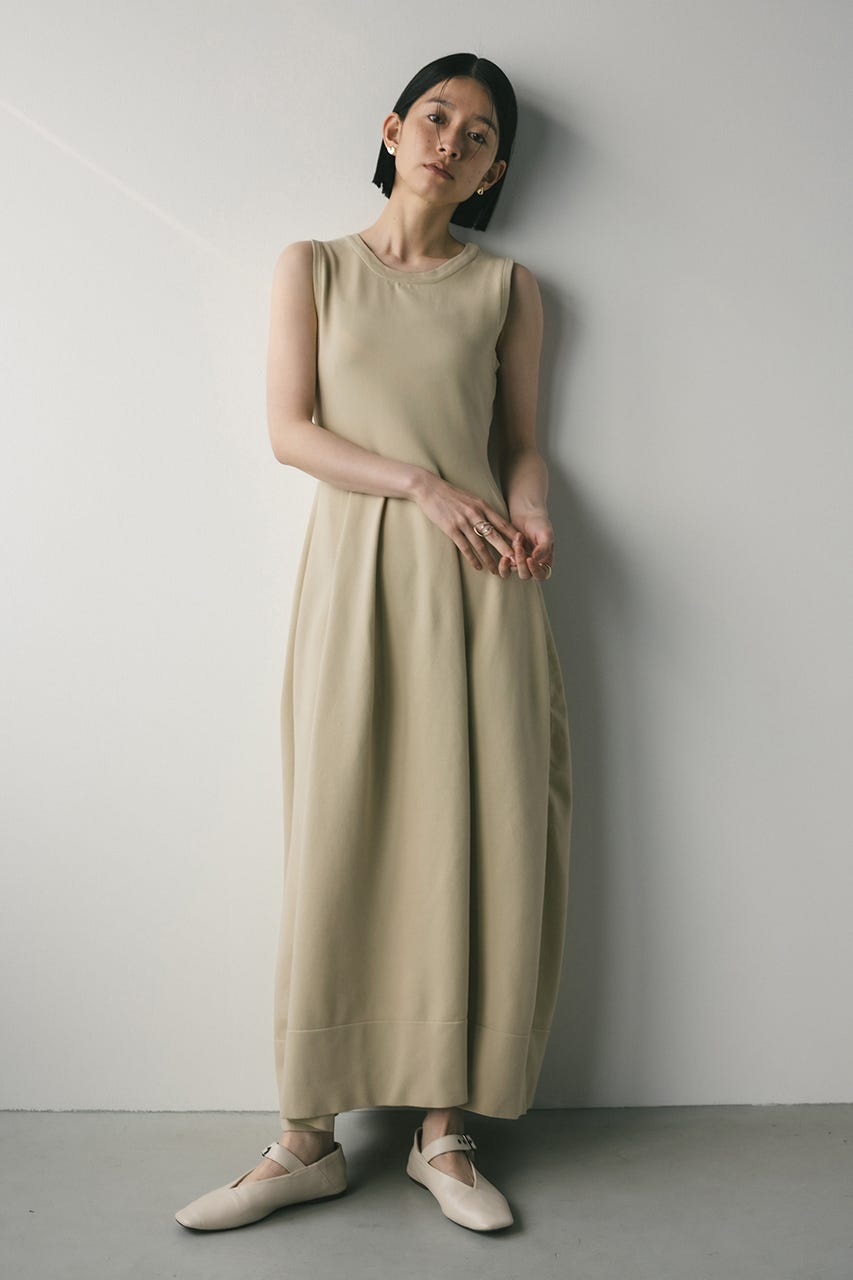 2ピースハーフスリーブポロニットワンピース BEG M