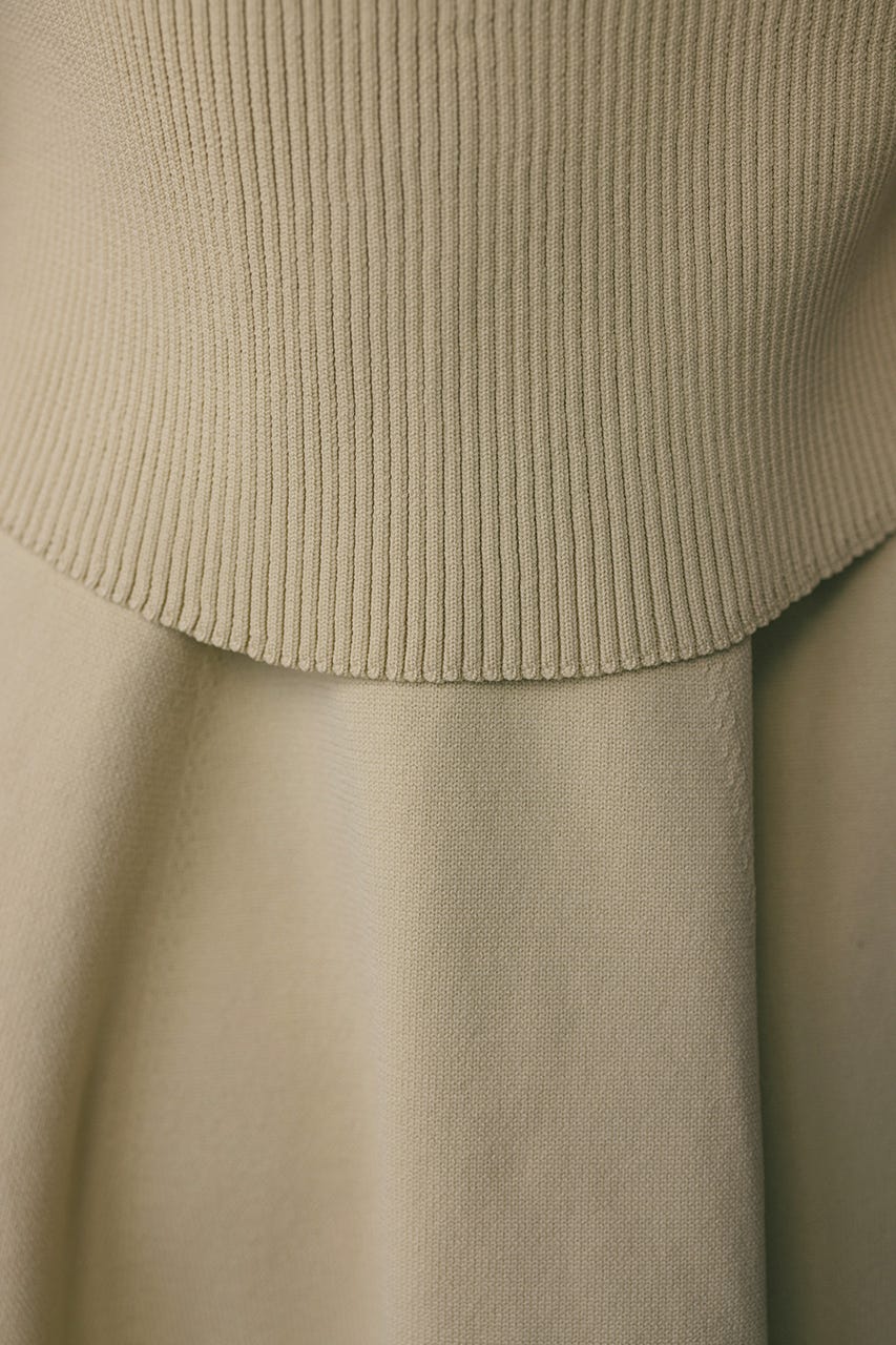 2ピースハーフスリーブポロニットワンピース BEG M