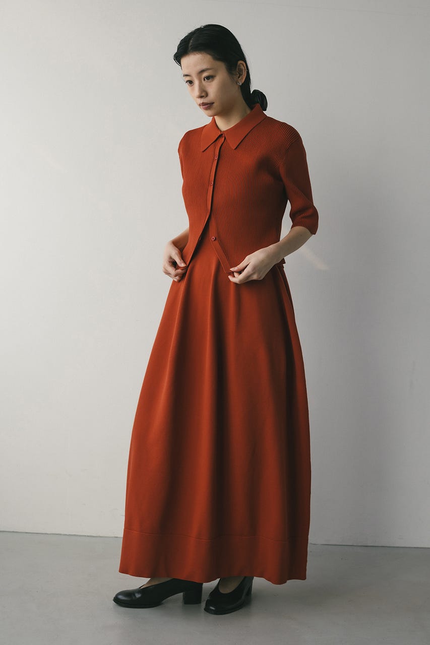 STYLEMIXER | 2ピースハーフスリーブポロニットワンピース