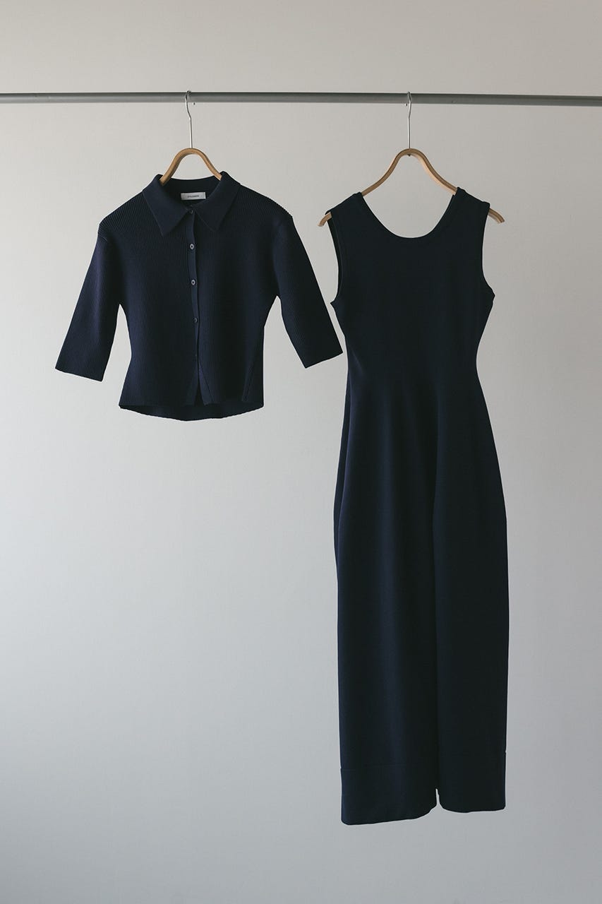 STYLEMIXER | 2ピースハーフスリーブポロニットワンピース