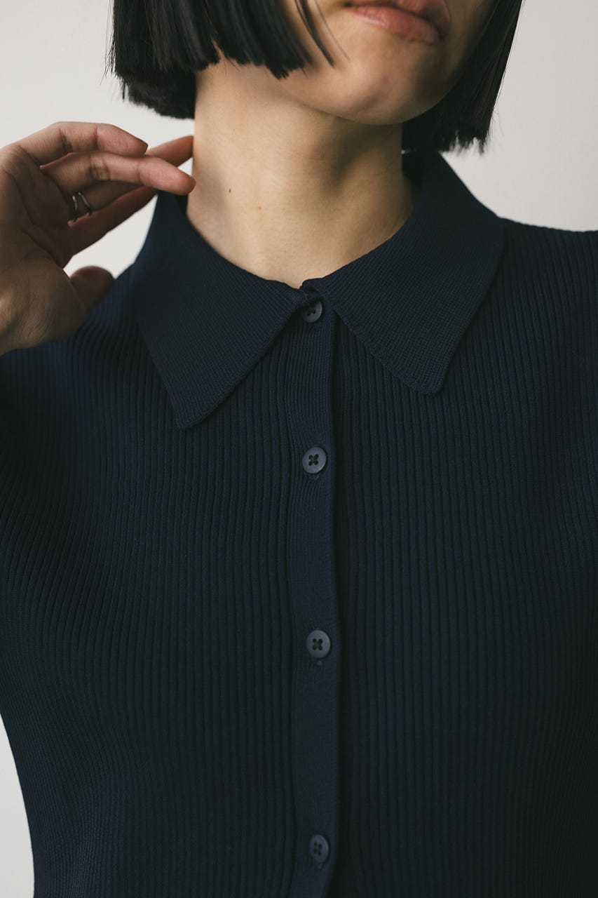 2ピースハーフスリーブポロニットワンピース NVY M