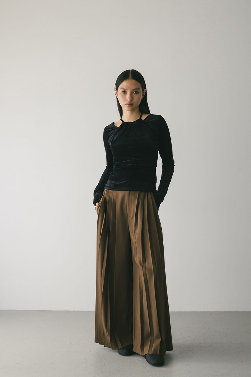 STYLEMIXER | 2ピースホルターベロアトップ (Tシャツ